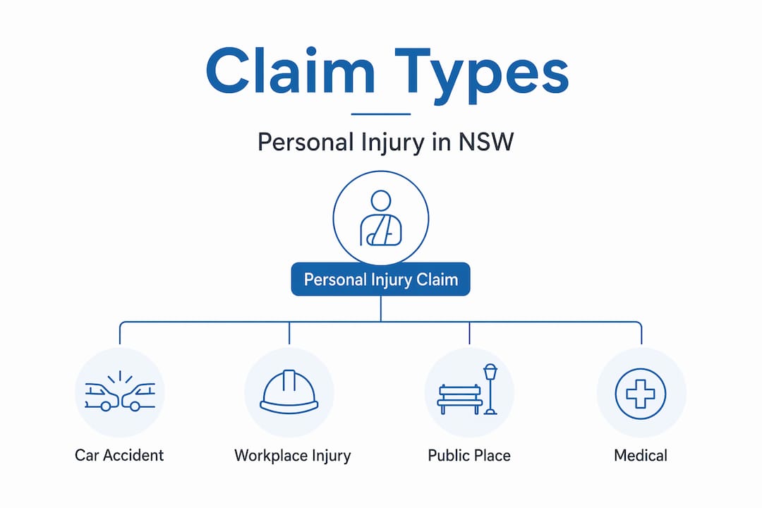 Infographic showing types of personal injury claim in NSW