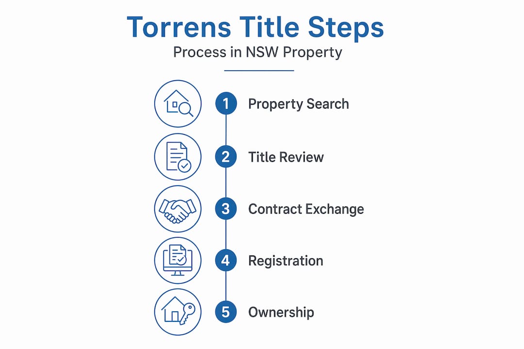 Infographic showing Torrens title system steps