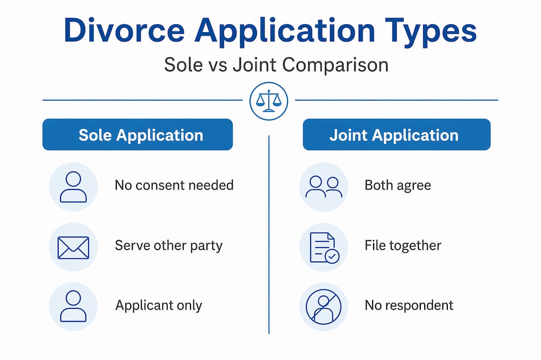 Infographic comparing sole and joint divorce applications