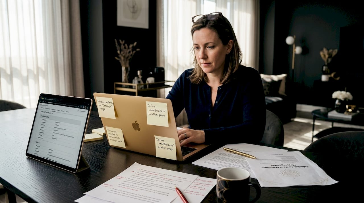 Content manager updating schema on laptop