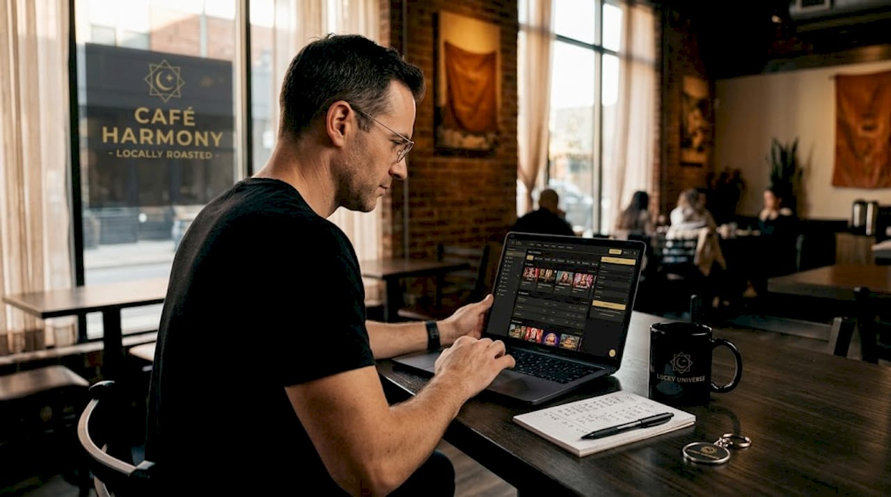 Person using online gambling platform at home table