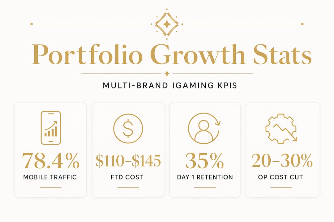 Infographic with iGaming portfolio headline stats