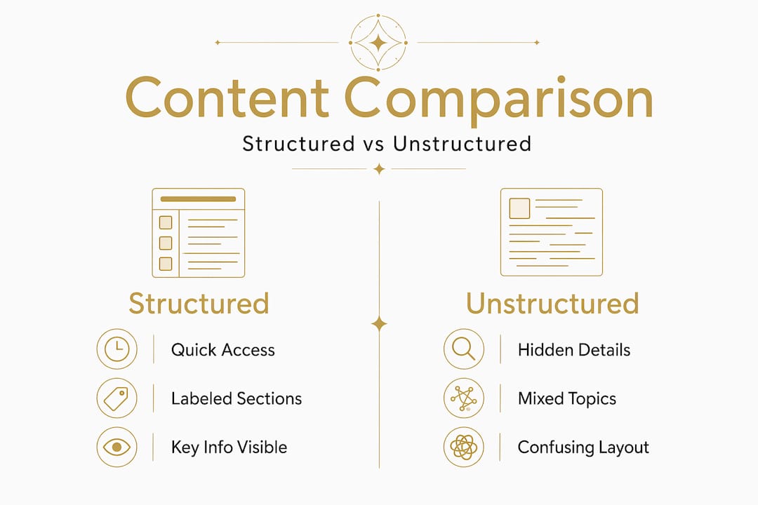 Infographic comparing structured and unstructured content