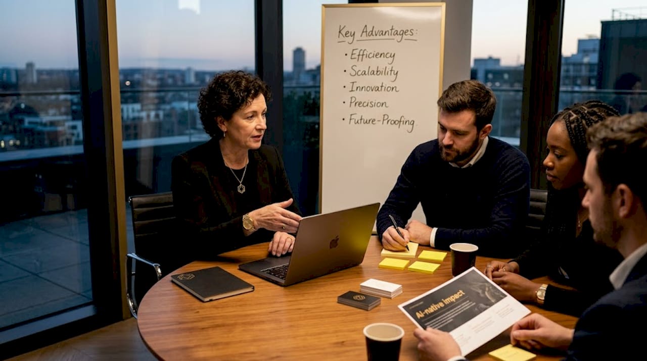 Team discussing AI-native industry benefits