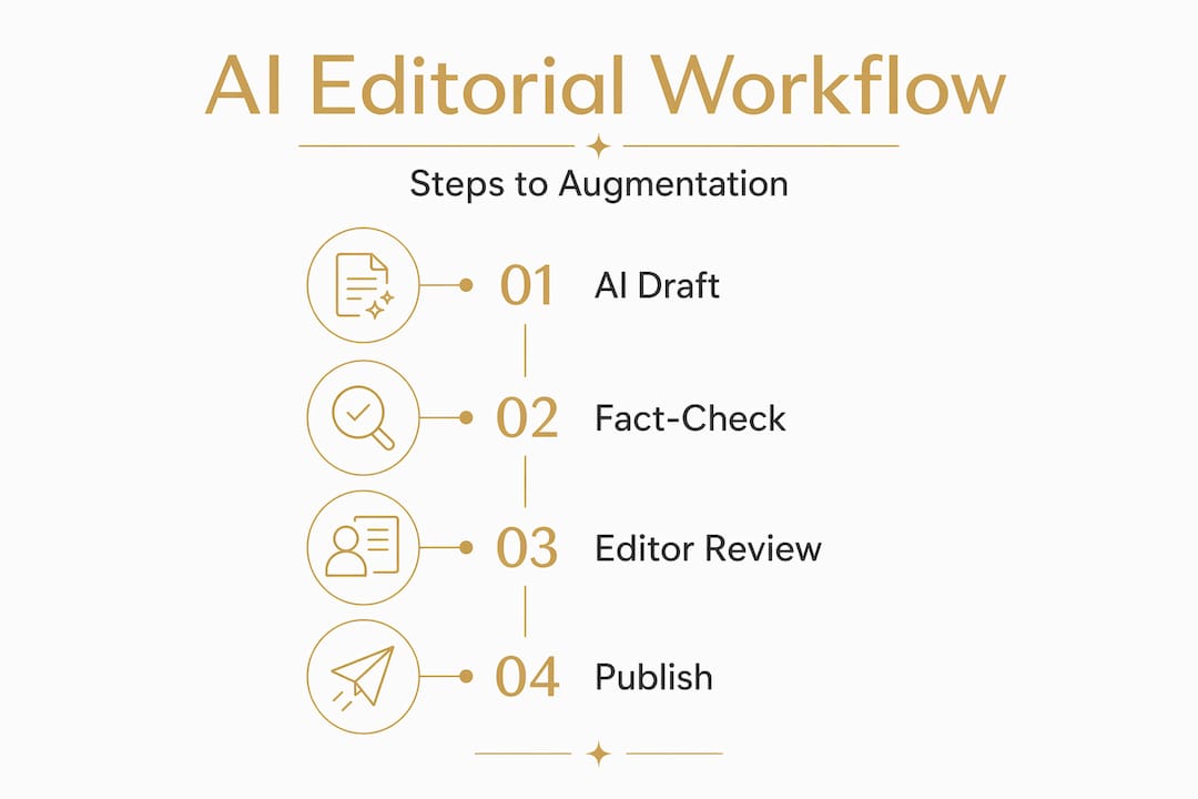 Infographic of AI editorial workflow steps