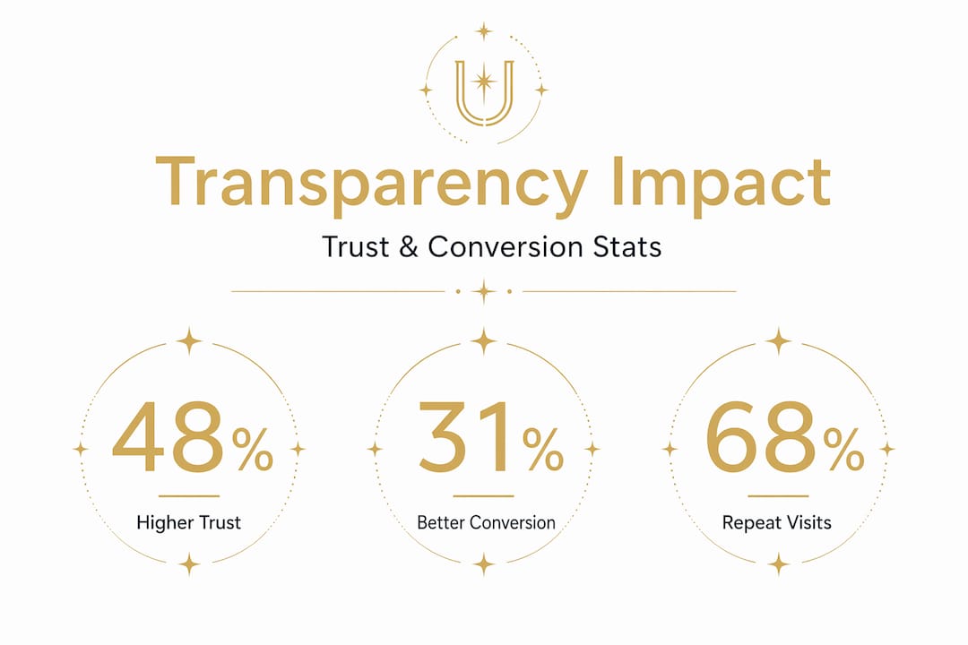 Infographic showing transparency trust and conversion statistics