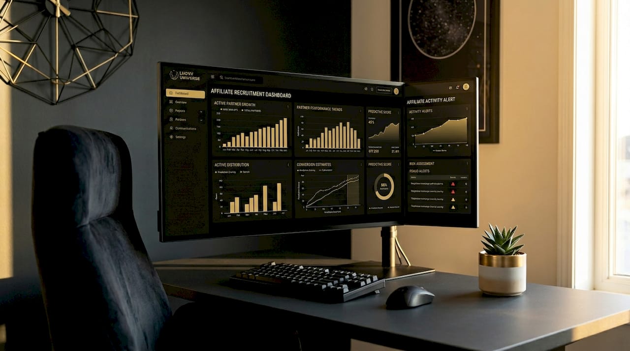 Affiliate partner recruitment dashboard with AI metrics