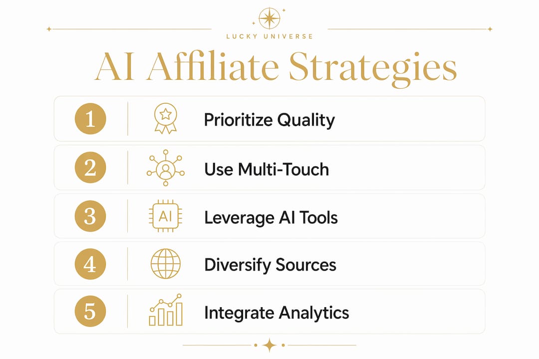 Infographic of AI affiliate publishing strategies