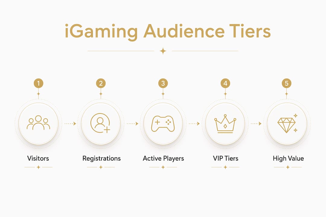 Infographic showing hierarchical tiers of iGaming audiences