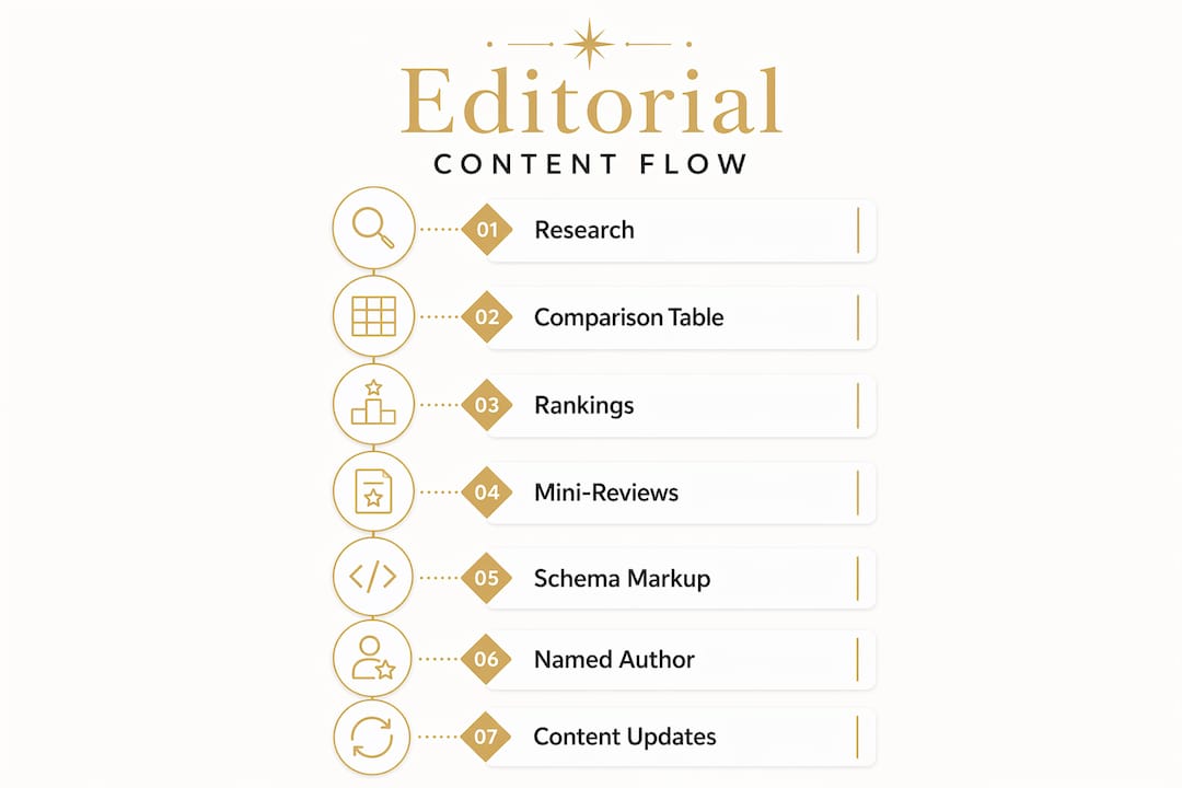 Infographic showing editorial content structure flow