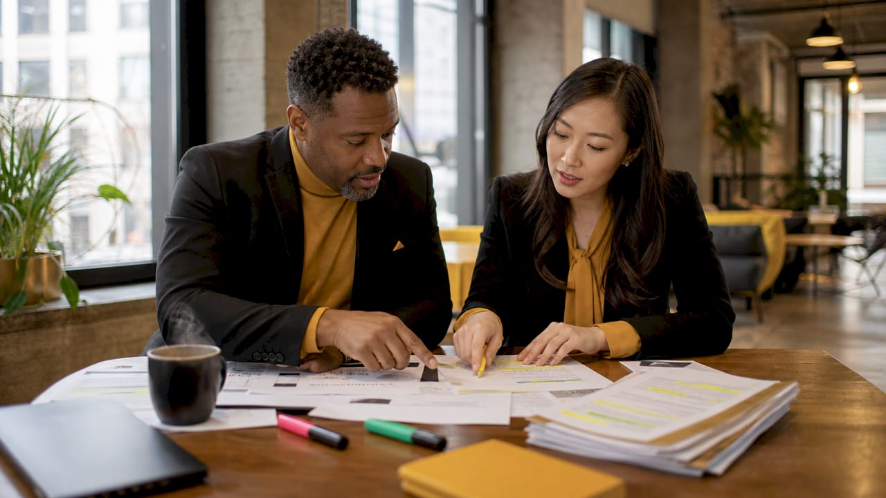 Two strategists reviewing AI freshness signals