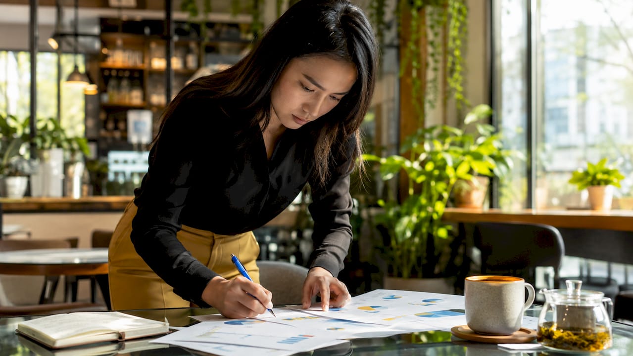 Data analyst reviewing first-party data charts