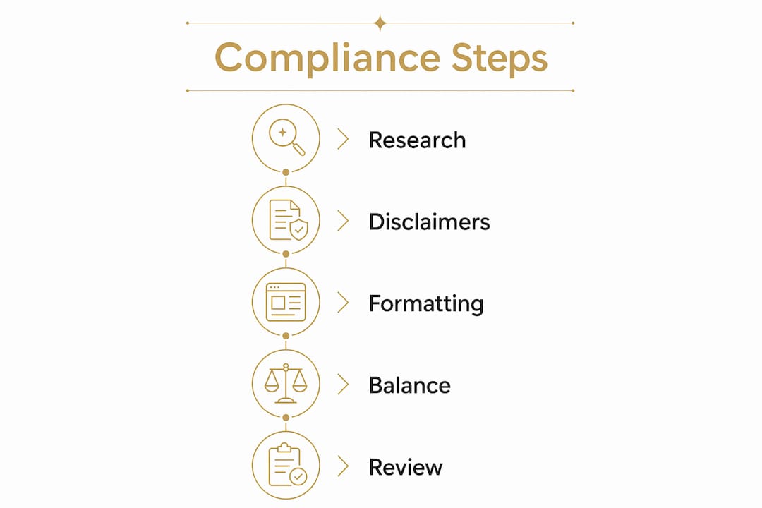 Infographic illustrating compliance steps in iGaming ads