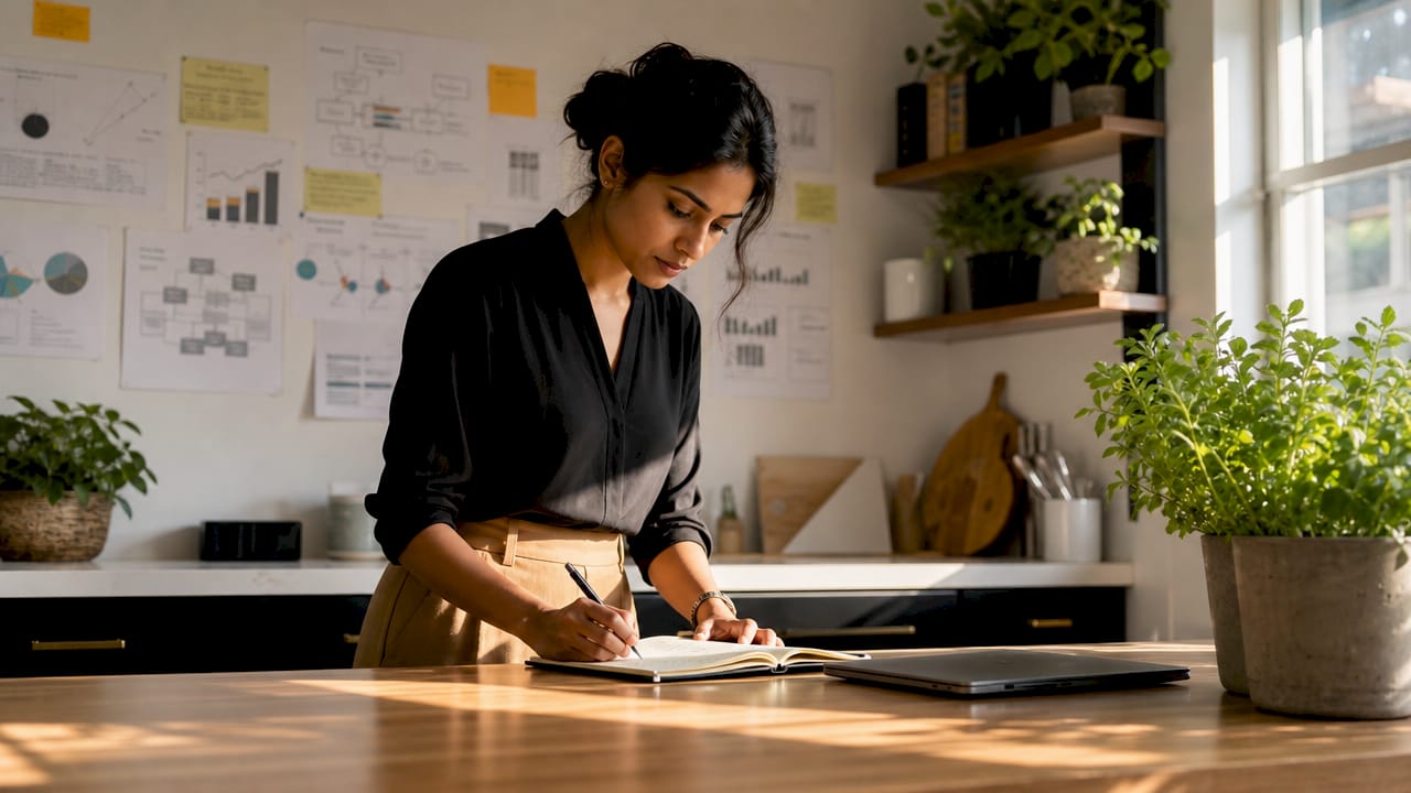 Woman taking notes on affiliate tracking technology