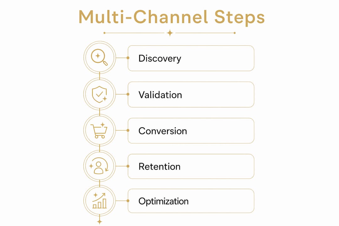 Infographic illustrating multi-channel strategy steps