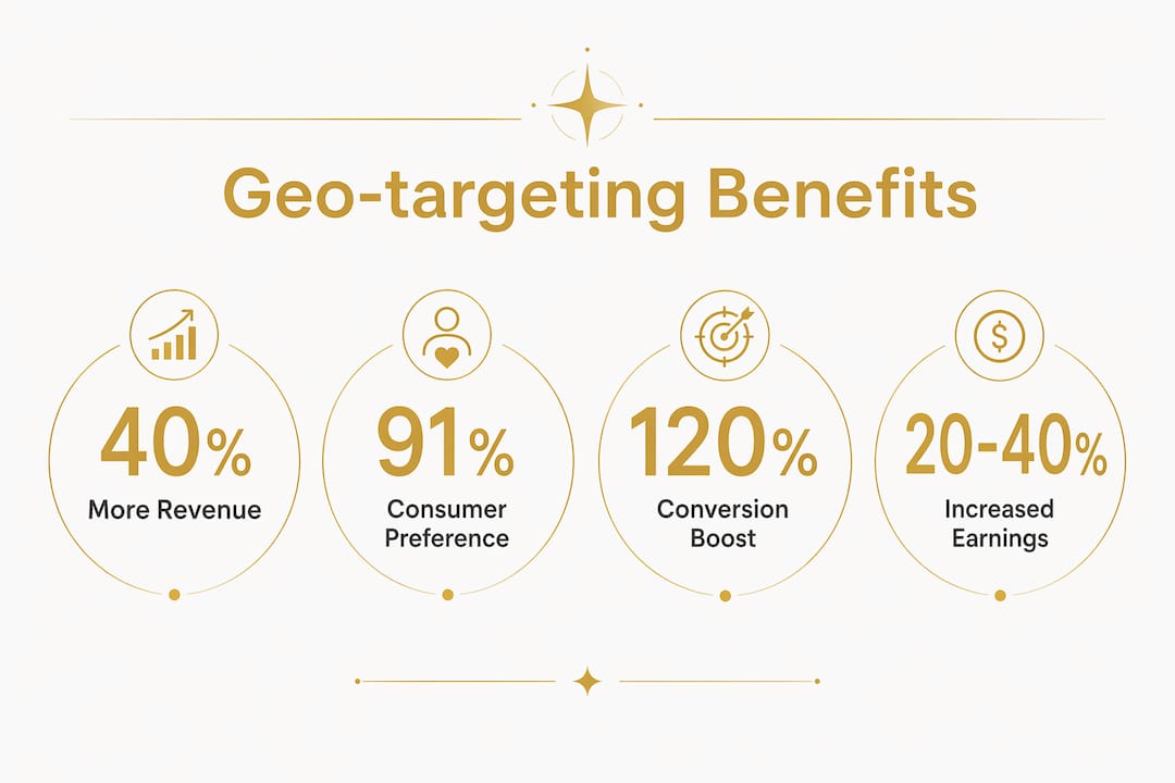 Infographic showing key geo-targeting statistics