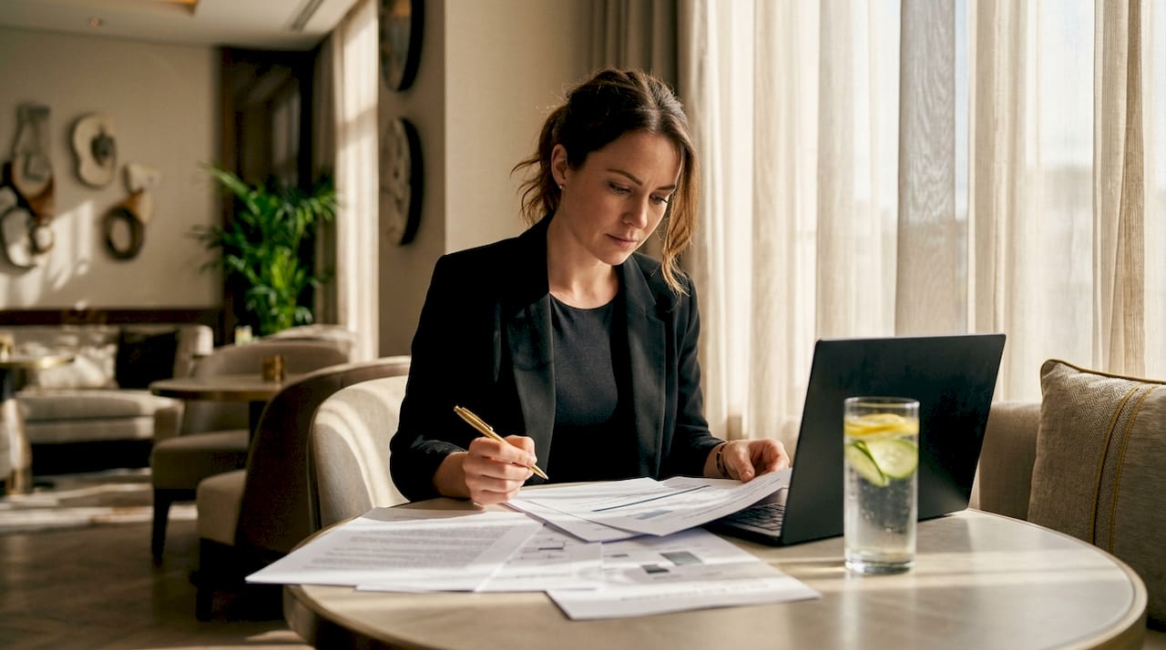 Compliance officer reviewing AI source data