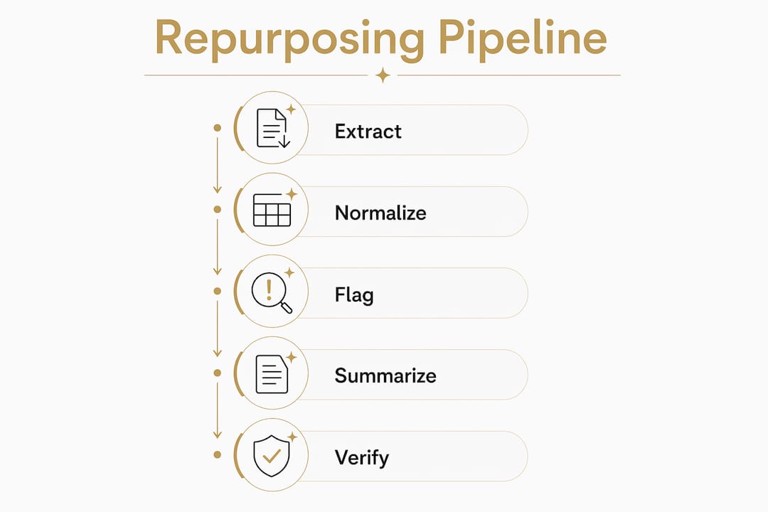 Infographic showing casino review repurposing steps