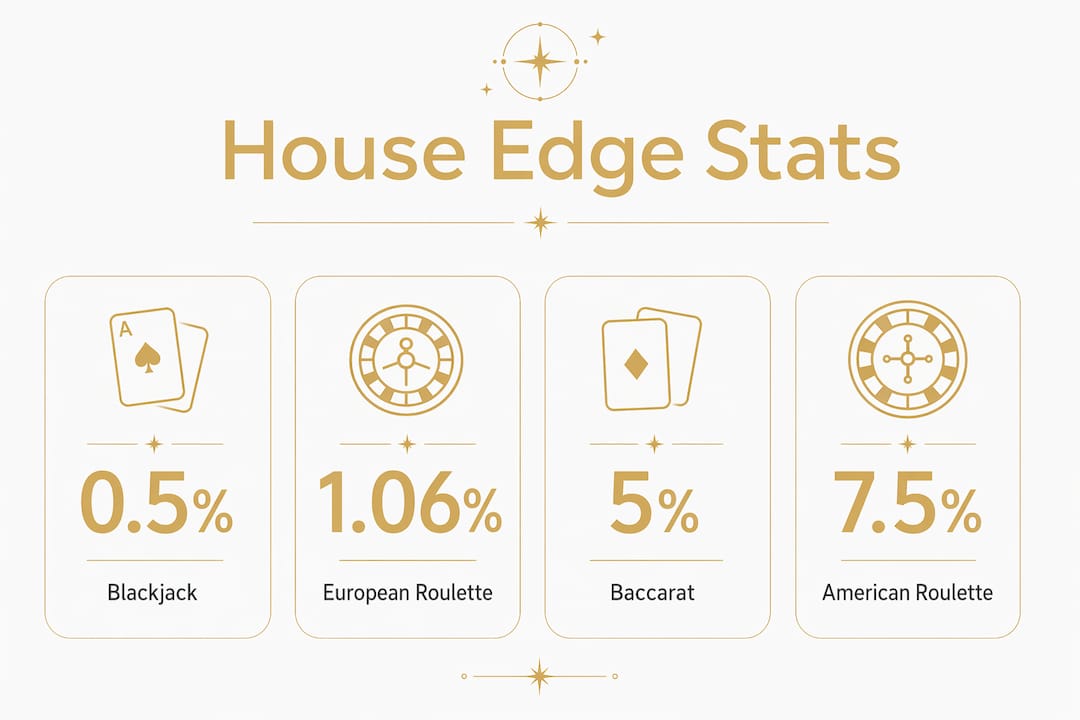 Infographic comparing house edge percentages of casino games
