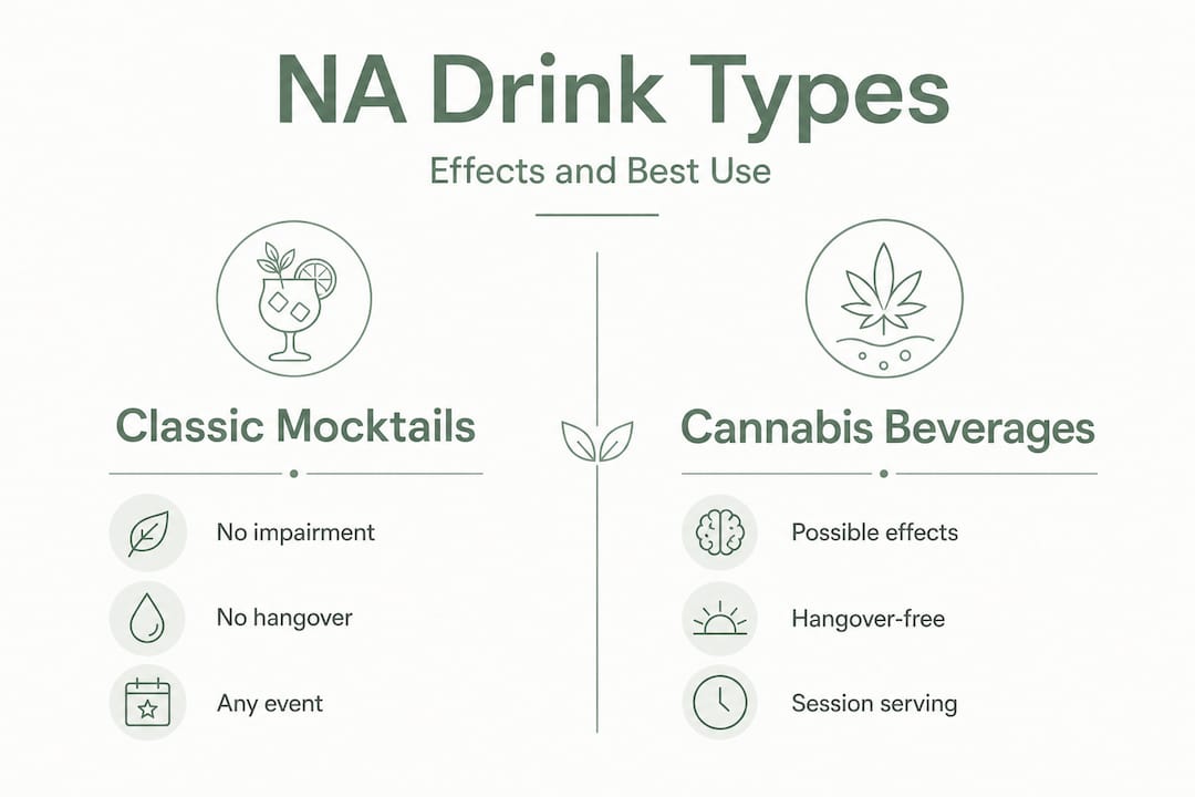 Infographic comparing mocktails and cannabis beverages
