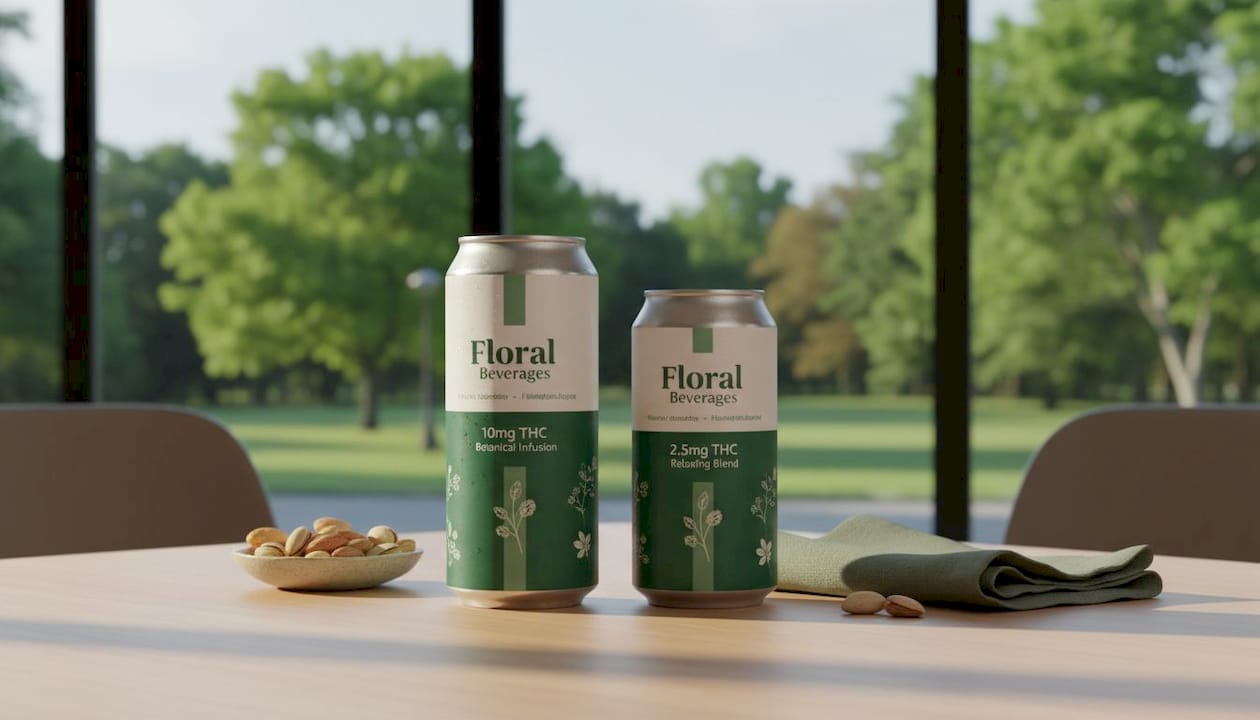 Low and high THC drinks side by side