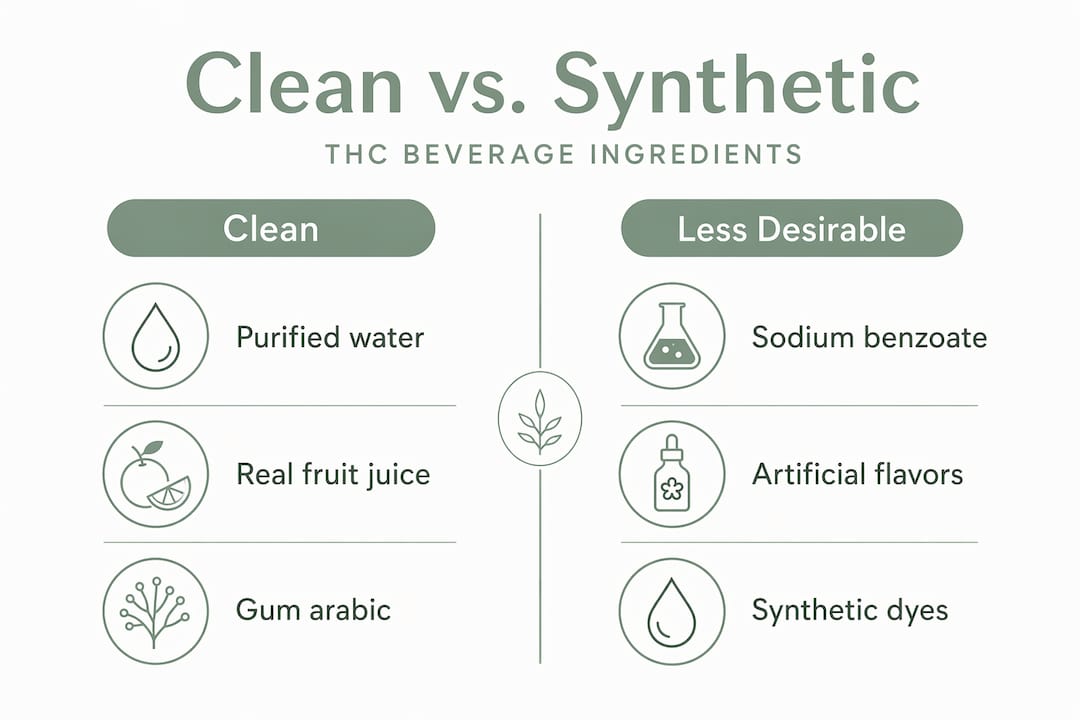 Infographic comparing clean and synthetic beverage ingredients