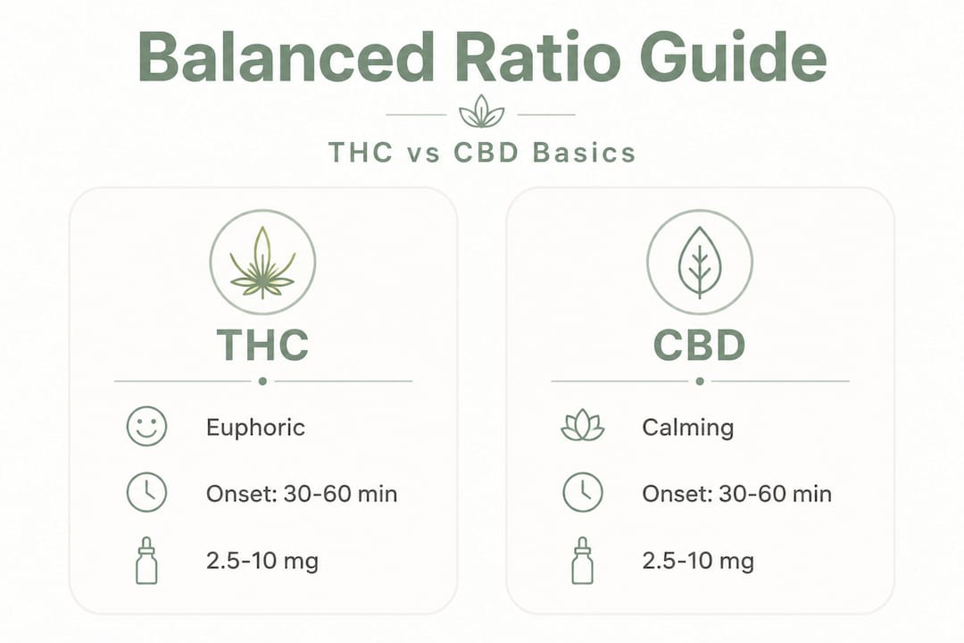 Infographic comparing THC and CBD drink basics