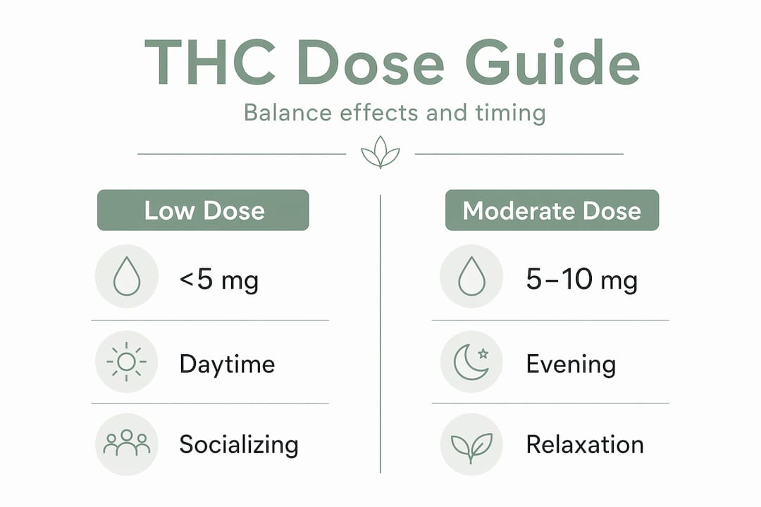 Infographic showing low versus moderate THC dose usage