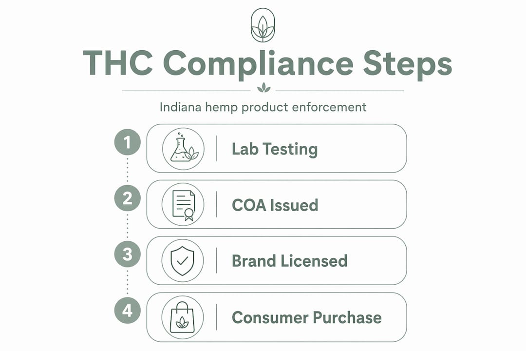 Infographic outlining Indiana hemp compliance process