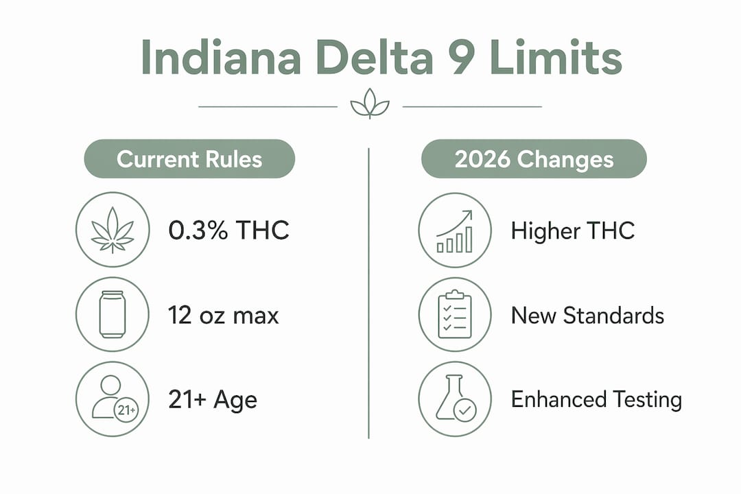 Infographic comparing current and 2026 delta 9 regulations