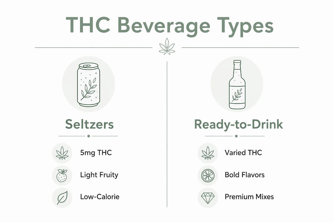 Infographic comparing types of THC beverages
