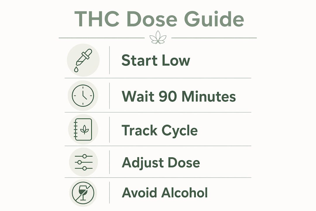 Infographic outlining THC dosing steps for women