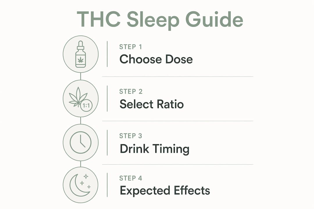 Infographic showing steps to optimize THC sleep drink use
