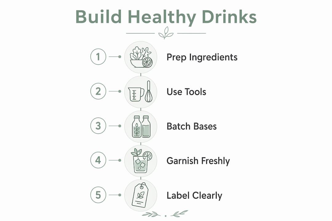 Infographic showing steps to build healthy party drinks