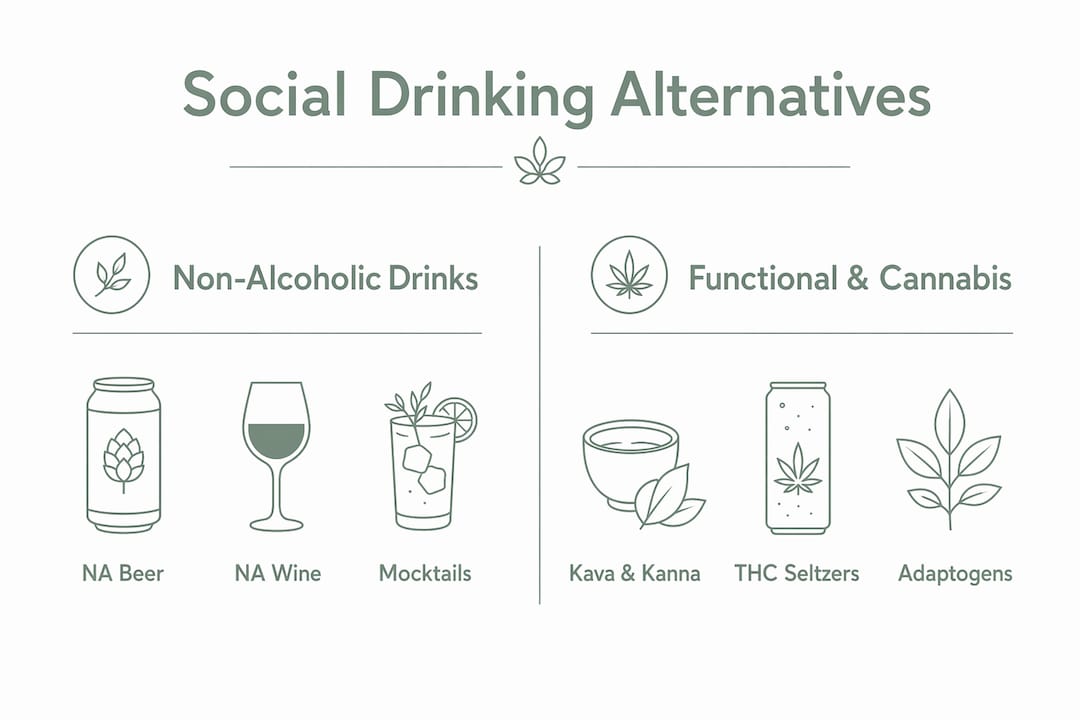 Infographic comparing social drinking alternatives categories