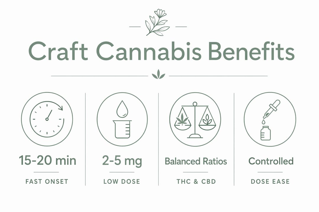 Infographic showing benefits of craft cannabis seltzers