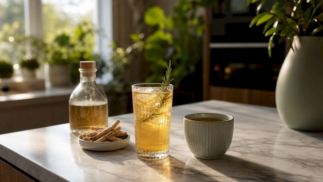 Tray with botanical tonic and adaptogens