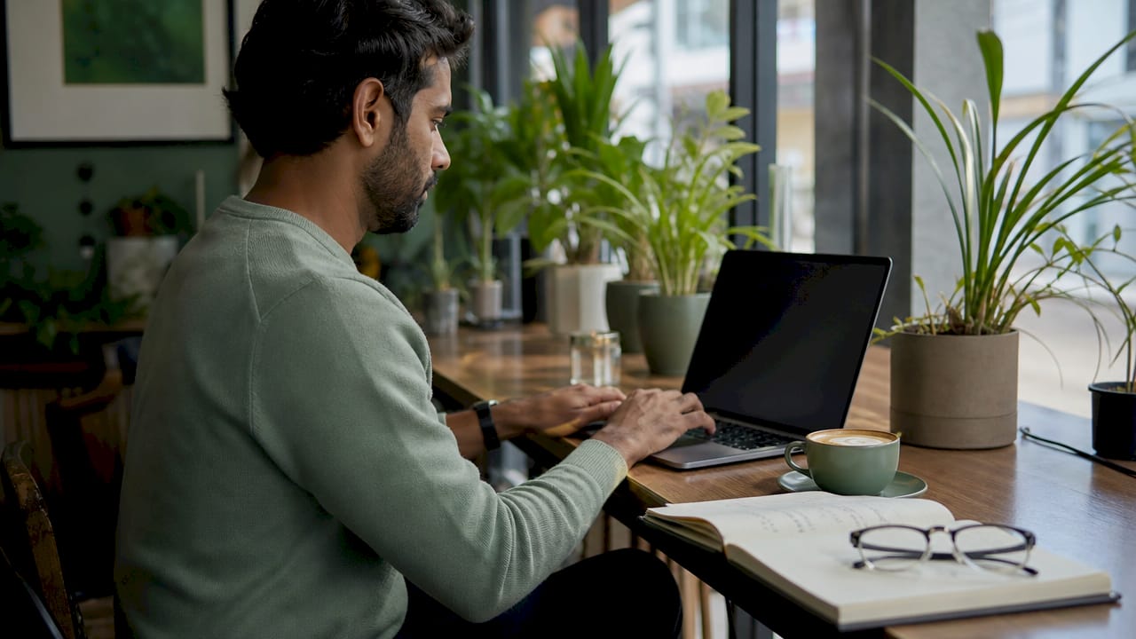 Typing hands on keyboard in home study