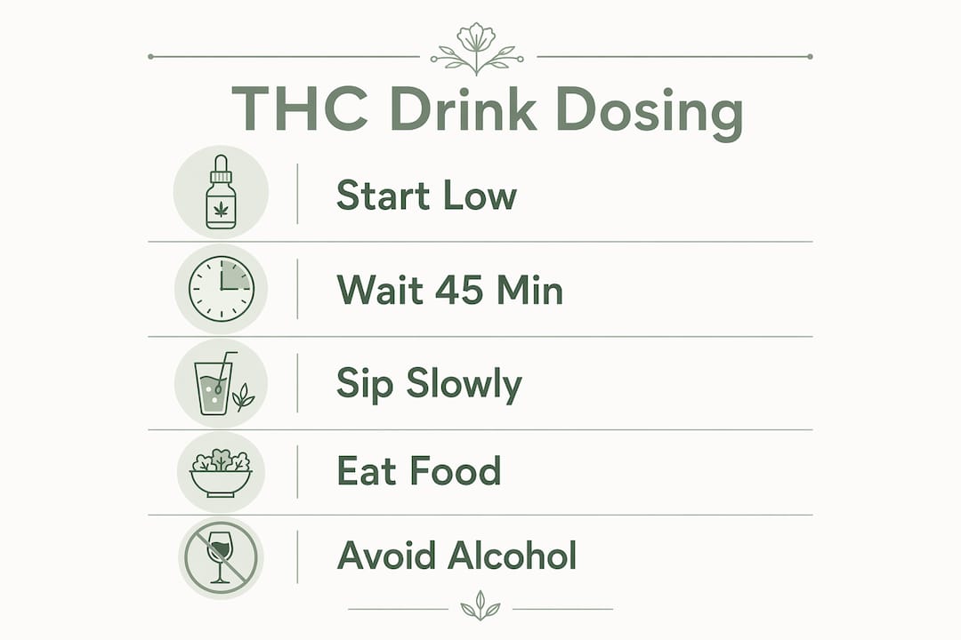 Infographic of safe THC drink dosing steps
