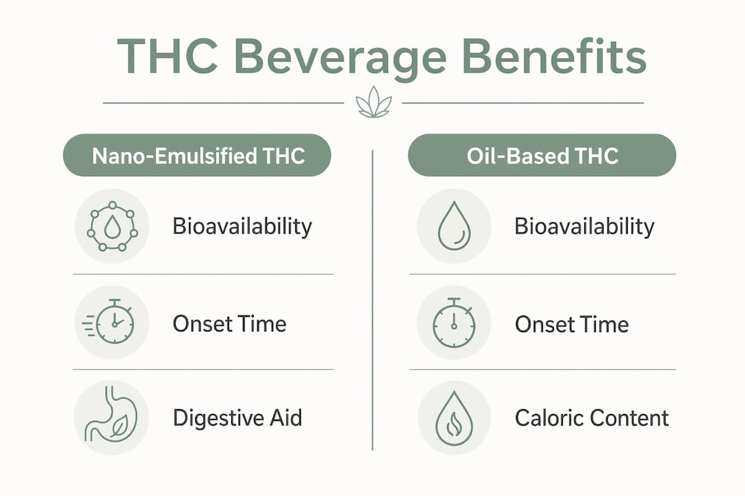 Infographic comparing water soluble and oil-based THC benefits