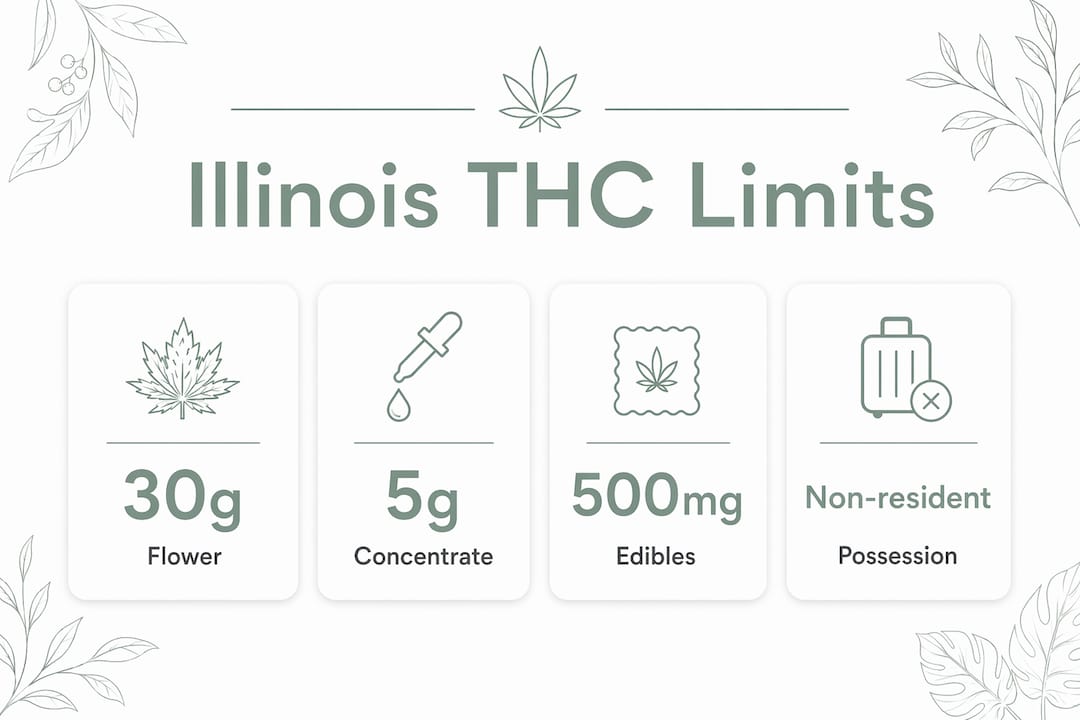 Infographic showing Illinois recreational THC possession limits