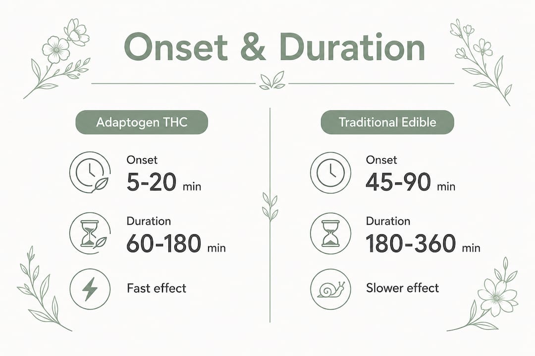 Infographic comparing onset and duration of THC drinks