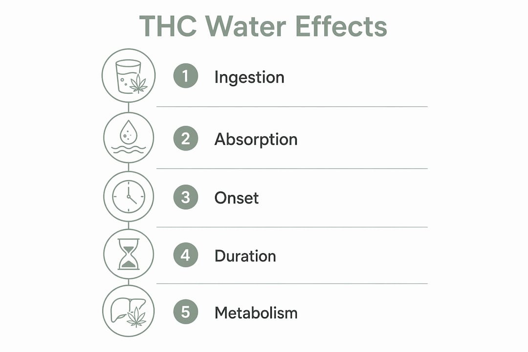 Infographic showing stages of THC water effects