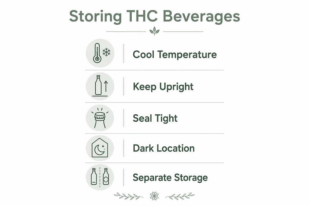 Infographic showing steps for THC beverage storage