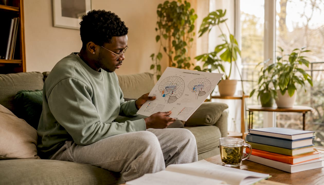 Person studying brain cannabinoid receptors