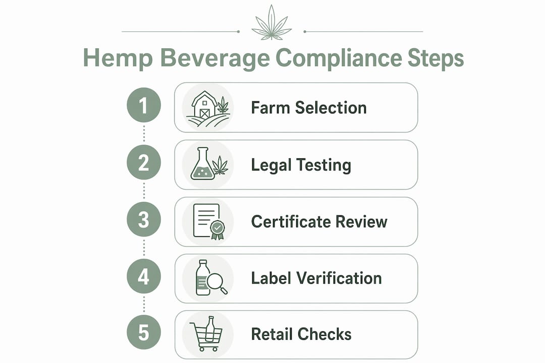 Infographic outlining hemp beverage compliance steps