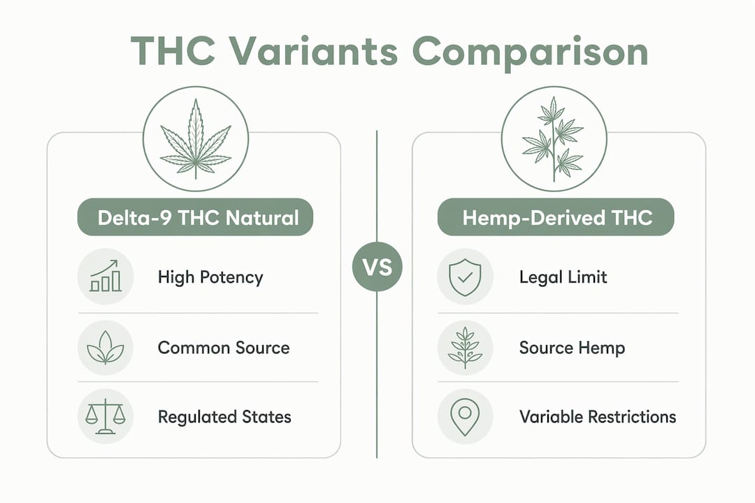 Infographic comparing Delta-9 THC and hemp-derived THC