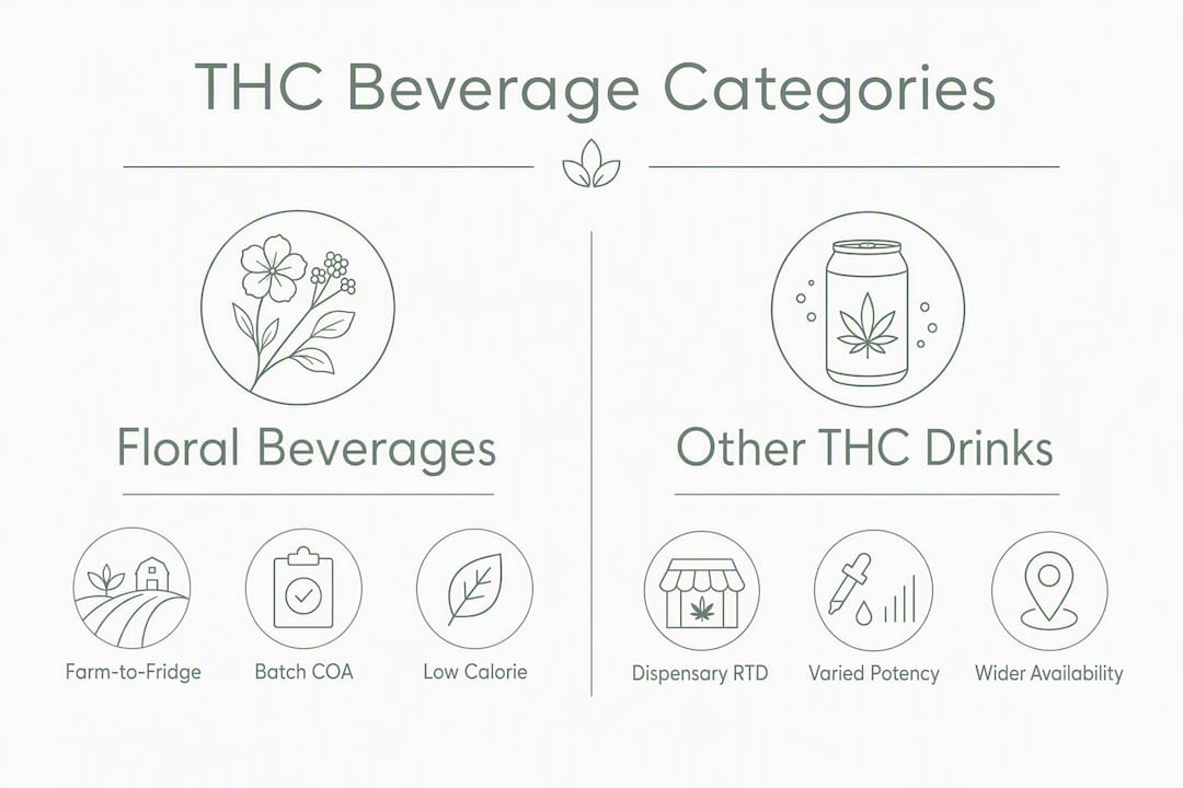 Infographic comparing Floral Beverages with other THC drinks