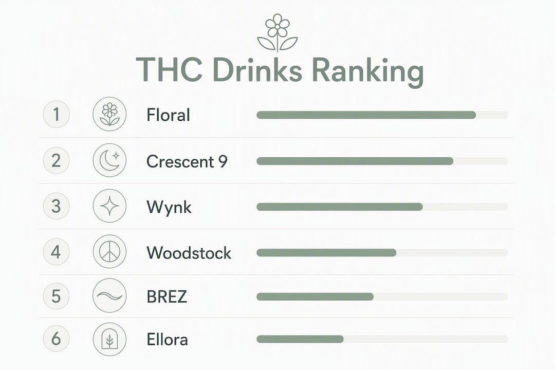 Infographic ranking six THC drink brands