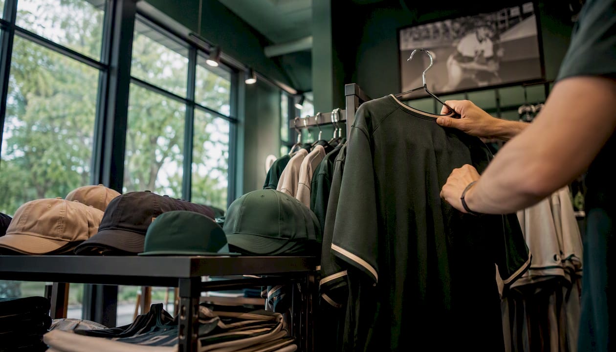 Stadium store browsing baseball merchandise